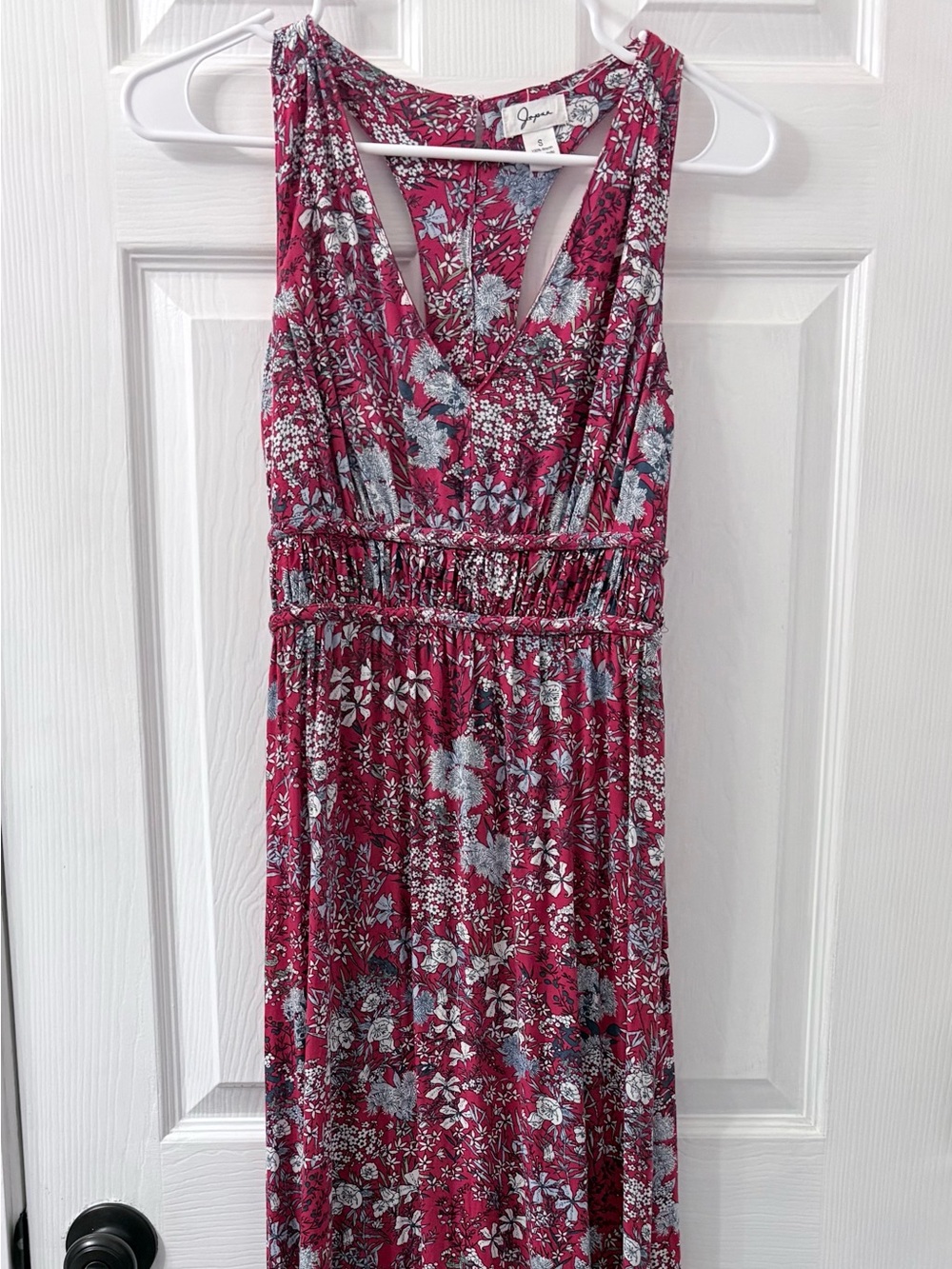 Floral Maxi Dress in Red, White, and Blue